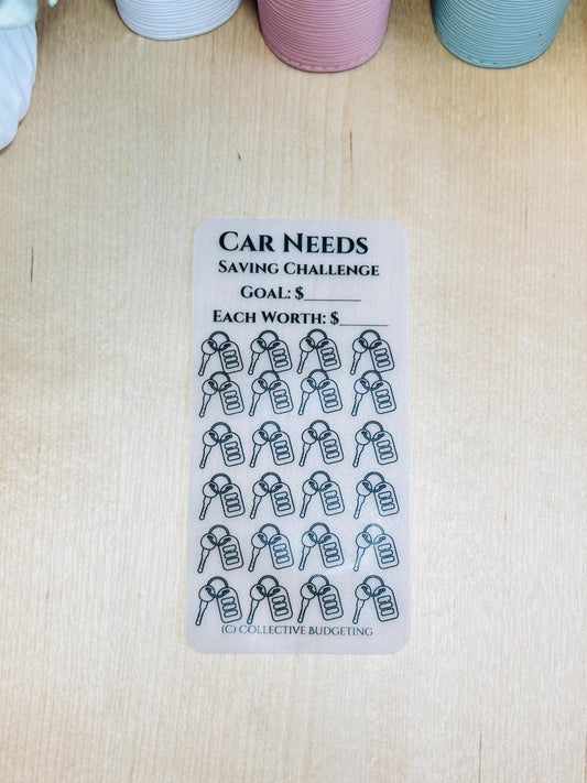 Car Needs Savings Challenge, Matte Laminated Vellum, Cash Envelope Tracker for Auto Budgeting