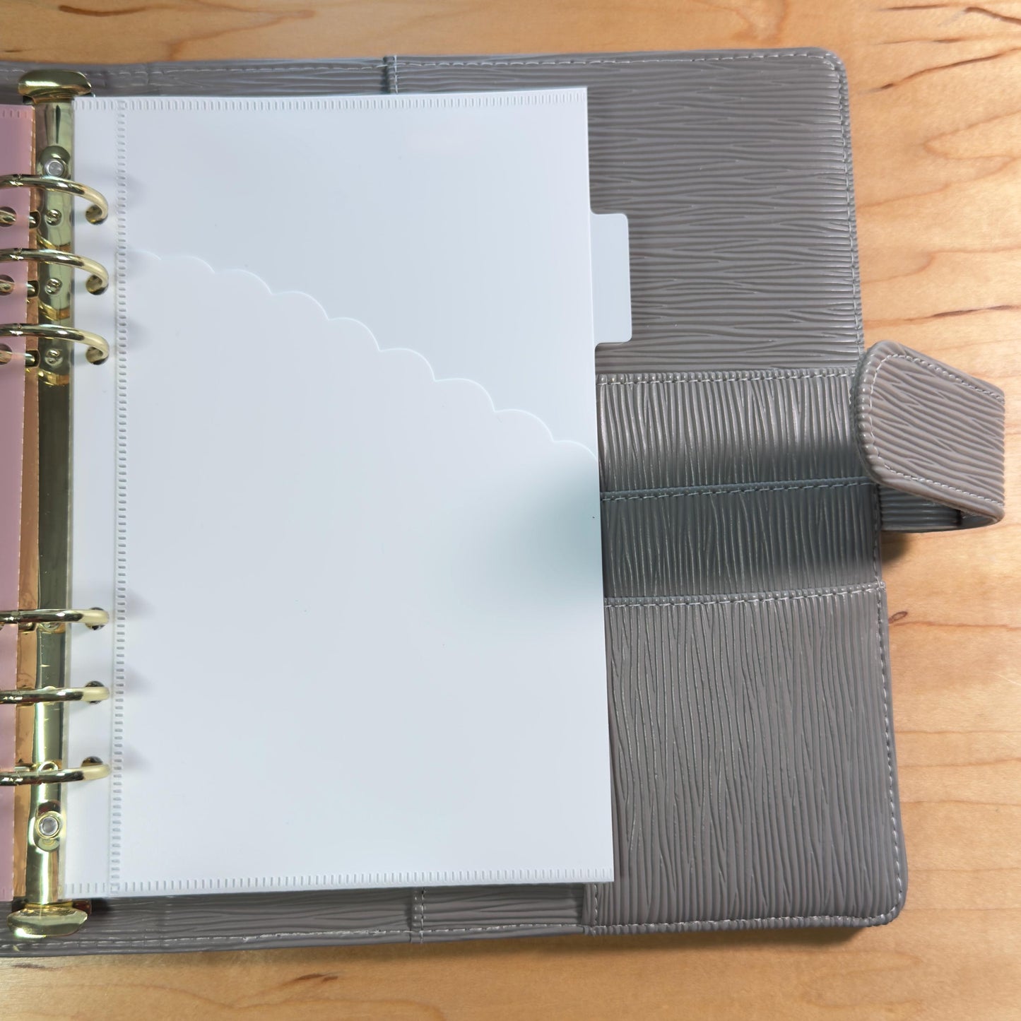 A5 Scalloped Pocket Envelopes | 2-Pocket Binder Inserts | Set of 6 + Labels | Clear • Pink • White |