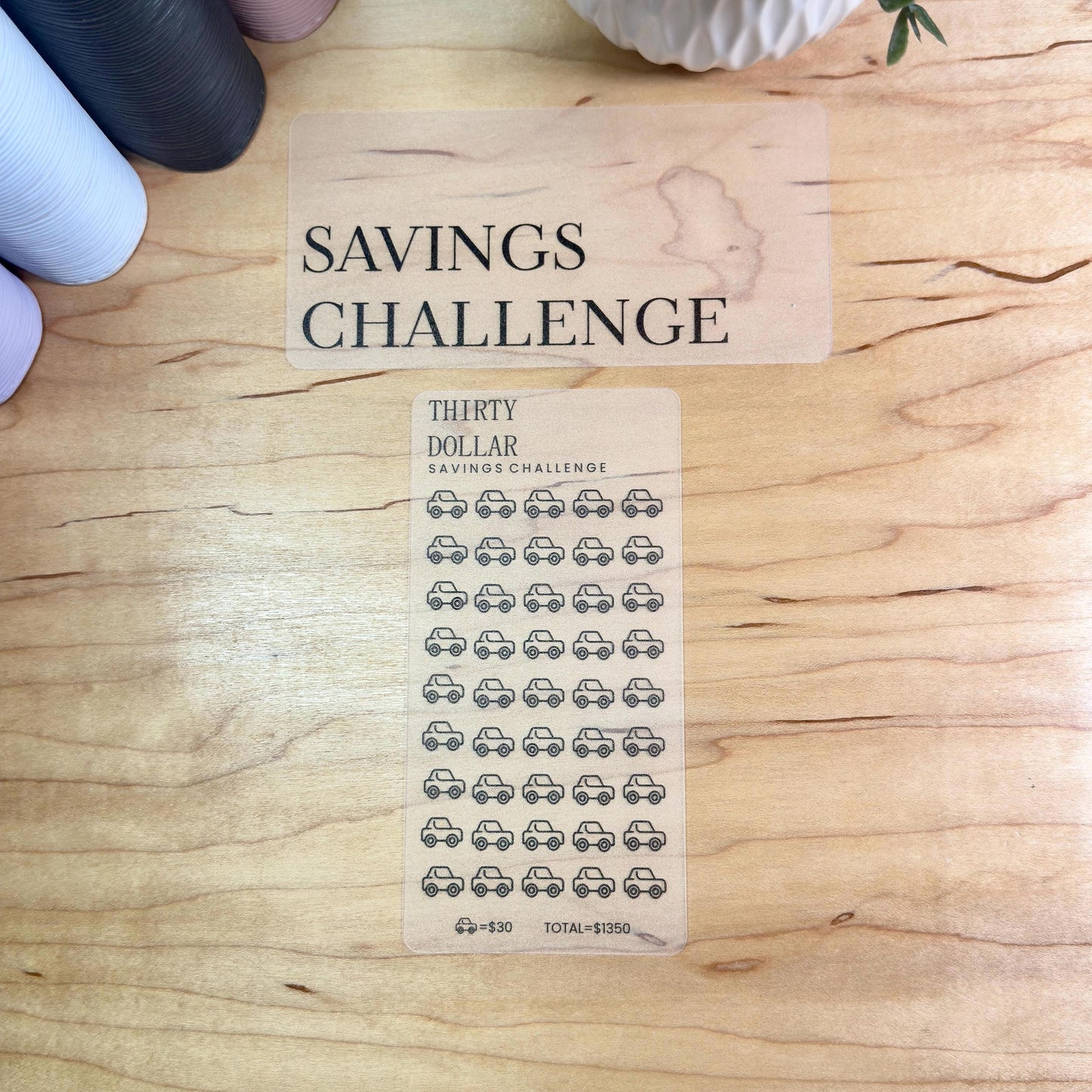 Savings Challenge Cards Set | A6 | Laminated Cash Stuffing Budget Binder Insert | Reusable Savings Tracker