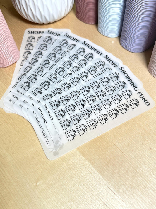 Shopping Fund Savings Challenge: Reusable Cash Laminated Vellum Tracker