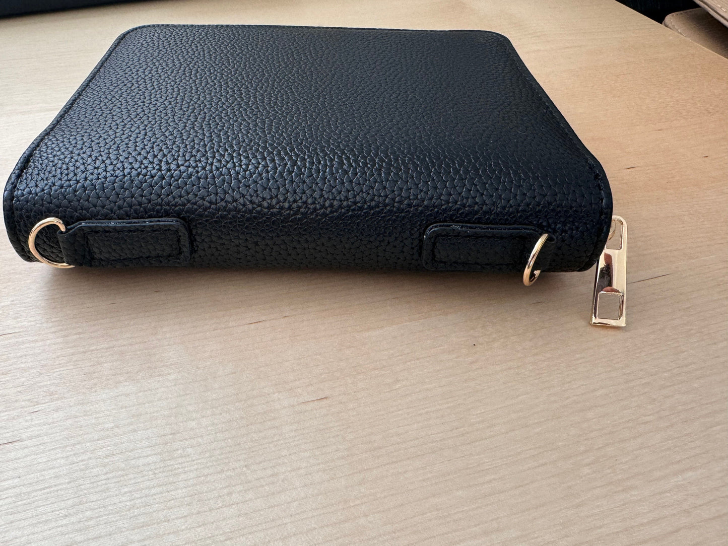 A7 Oversized Litchi Pebble Budget Wallet Binder: Zipper Closure & Card Slots | Cash Stuffing