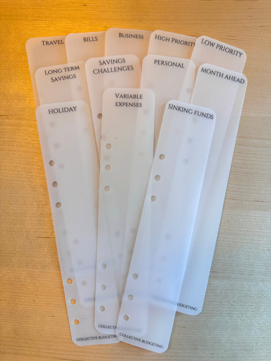 A5 Budget Binder Peekaboo Bookmark: Tabbed Dividers Laminated Vellum