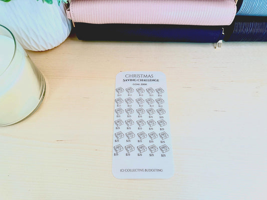 Christmas Savings Challenge Tracker: Gifts, Food & Holiday Fun | Laminated Vellum