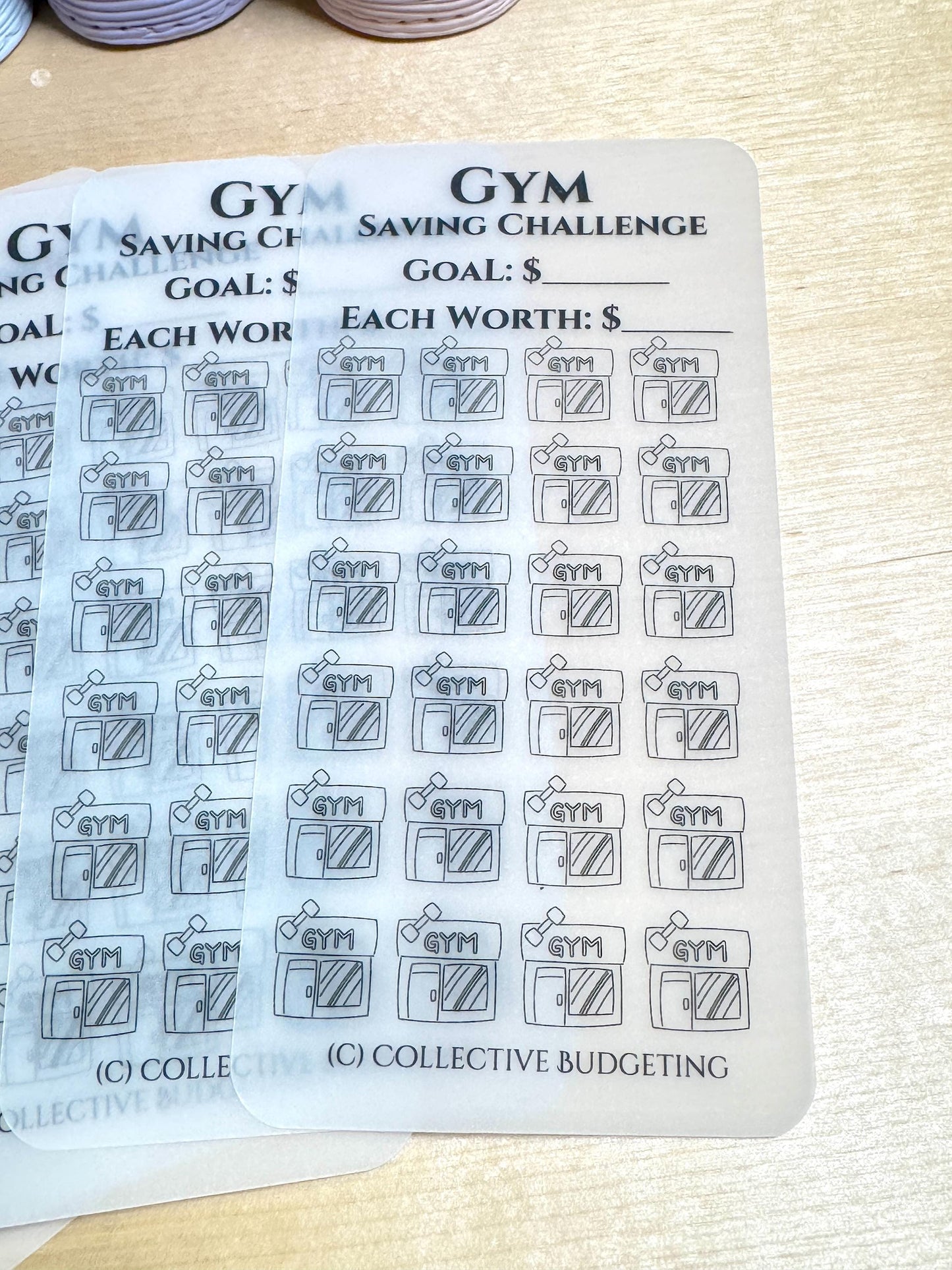 Gym Savings Challenge: Laminated Vellum Cash Tracker for Fitness Goals