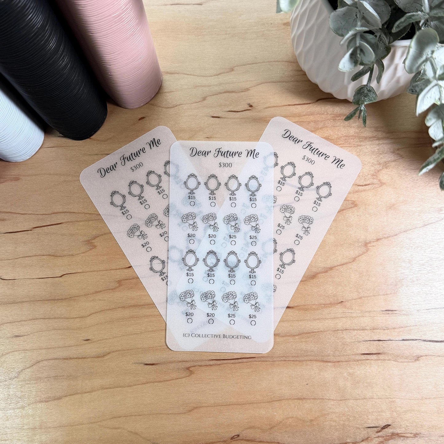 Dear Future Me Savings Challenge | Self-Care Savings Card | Cash Stuffing Tracker | Budget Binder Insert |