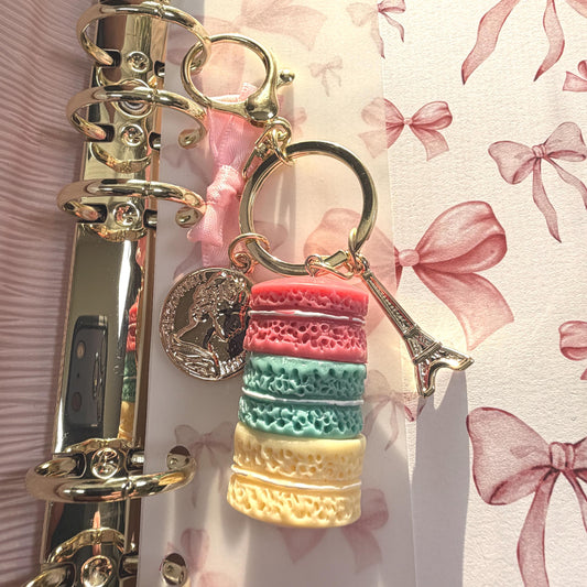 Budget Binder Charm | Macaron Keychain Accessory | Paris Planner Charm with Bow & Coin