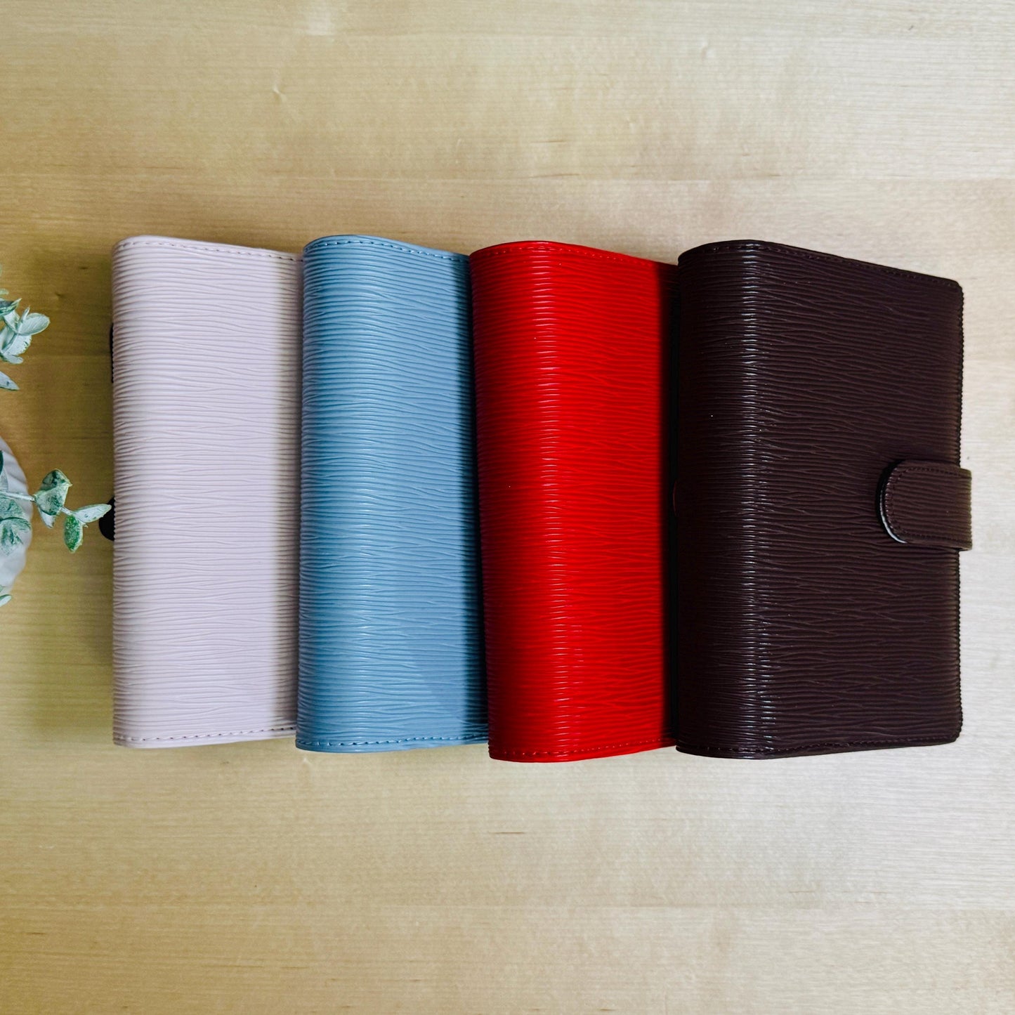 A6 Epi Saffiano Budget Binder: Silver Rings, Card Slots & Pen Loop | Cash Envelope System