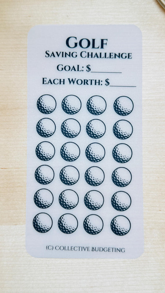 Golf Savings Challenge: Cash Budget Laminated Vellum Tracker