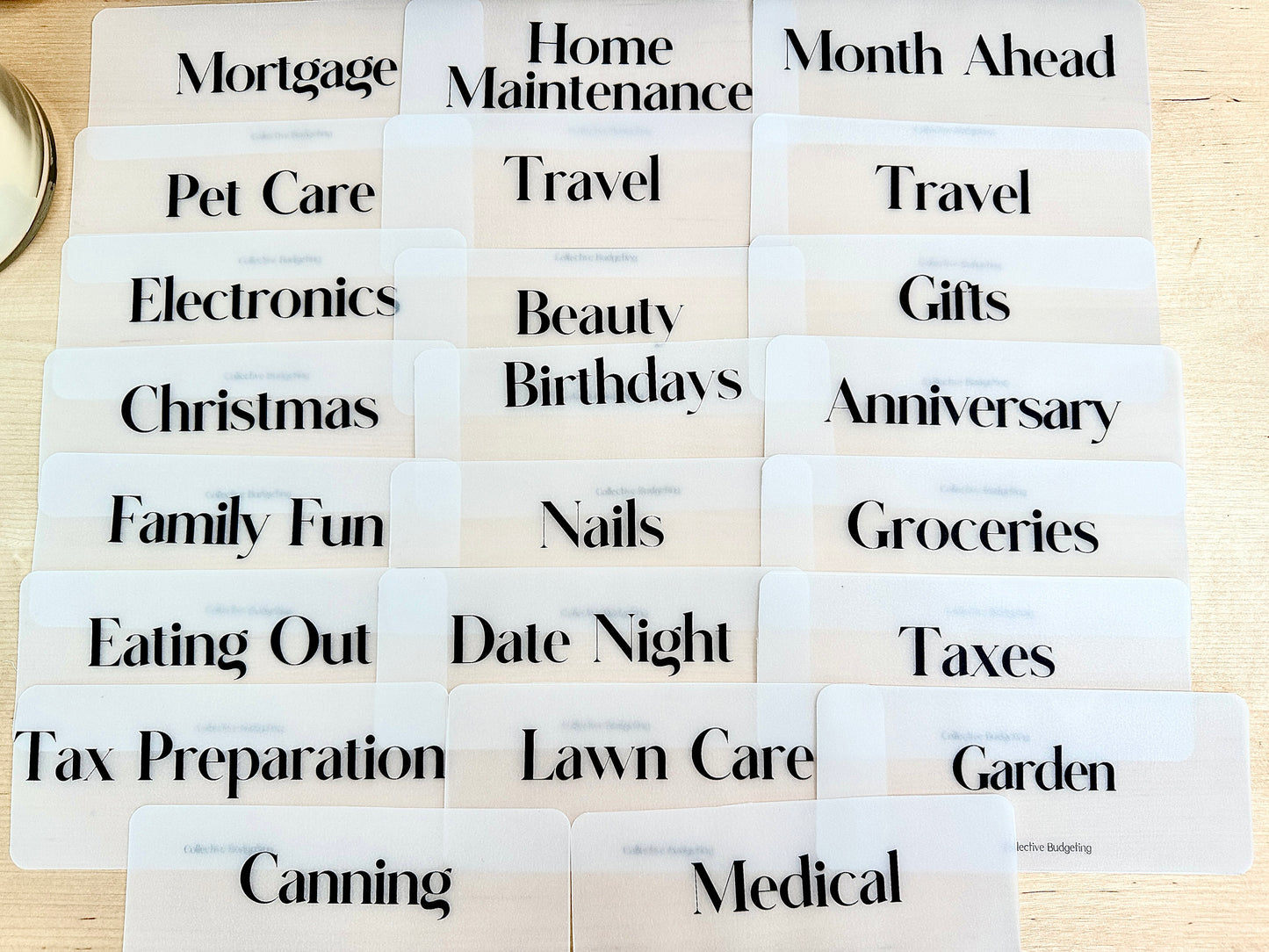 Cash Envelope Placeholders: Laminated Vellum Budgeting Inserts