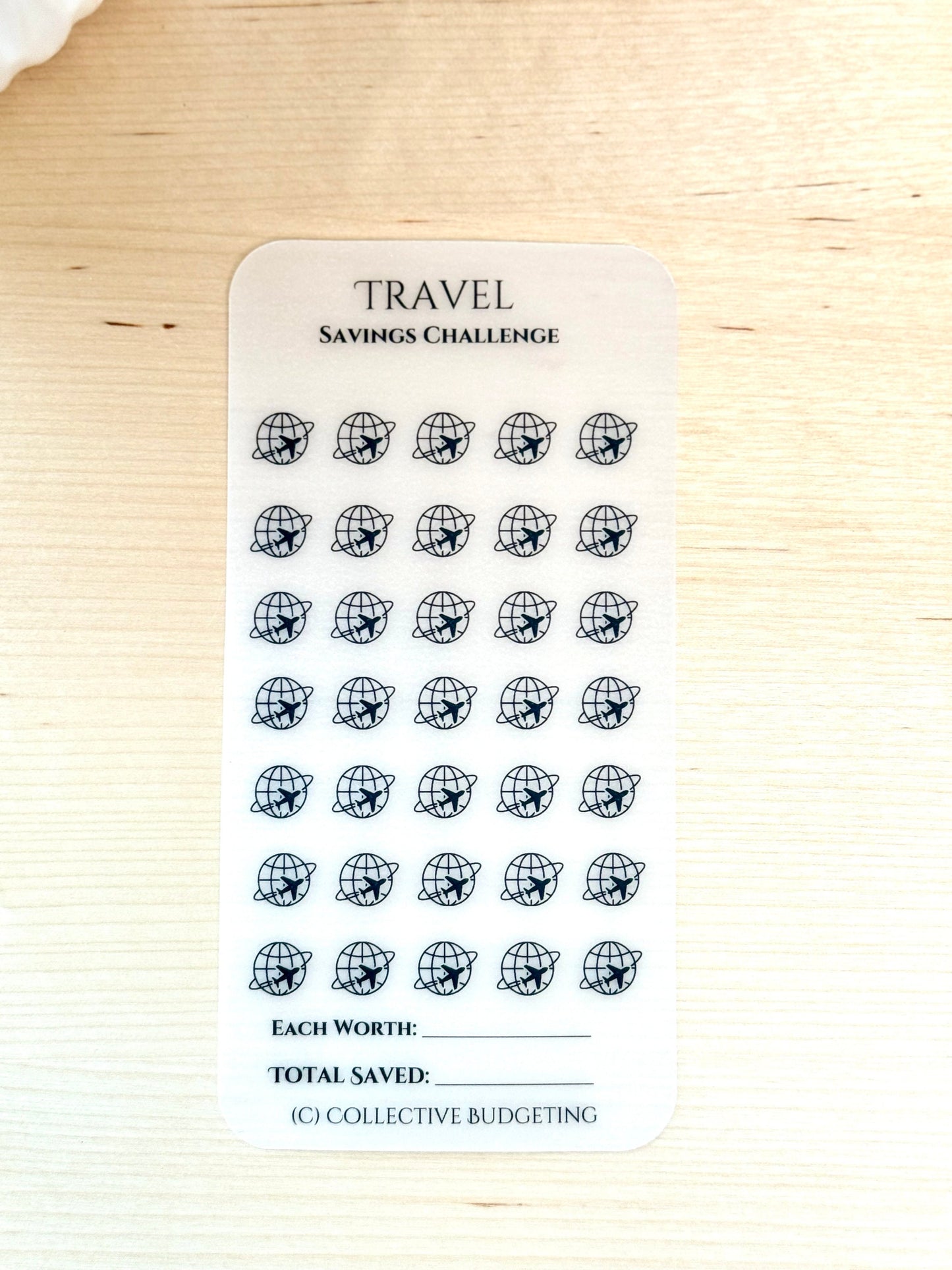 Travel Fund Savings Challenge: Reusable Laminated Vellum Cash Tracker