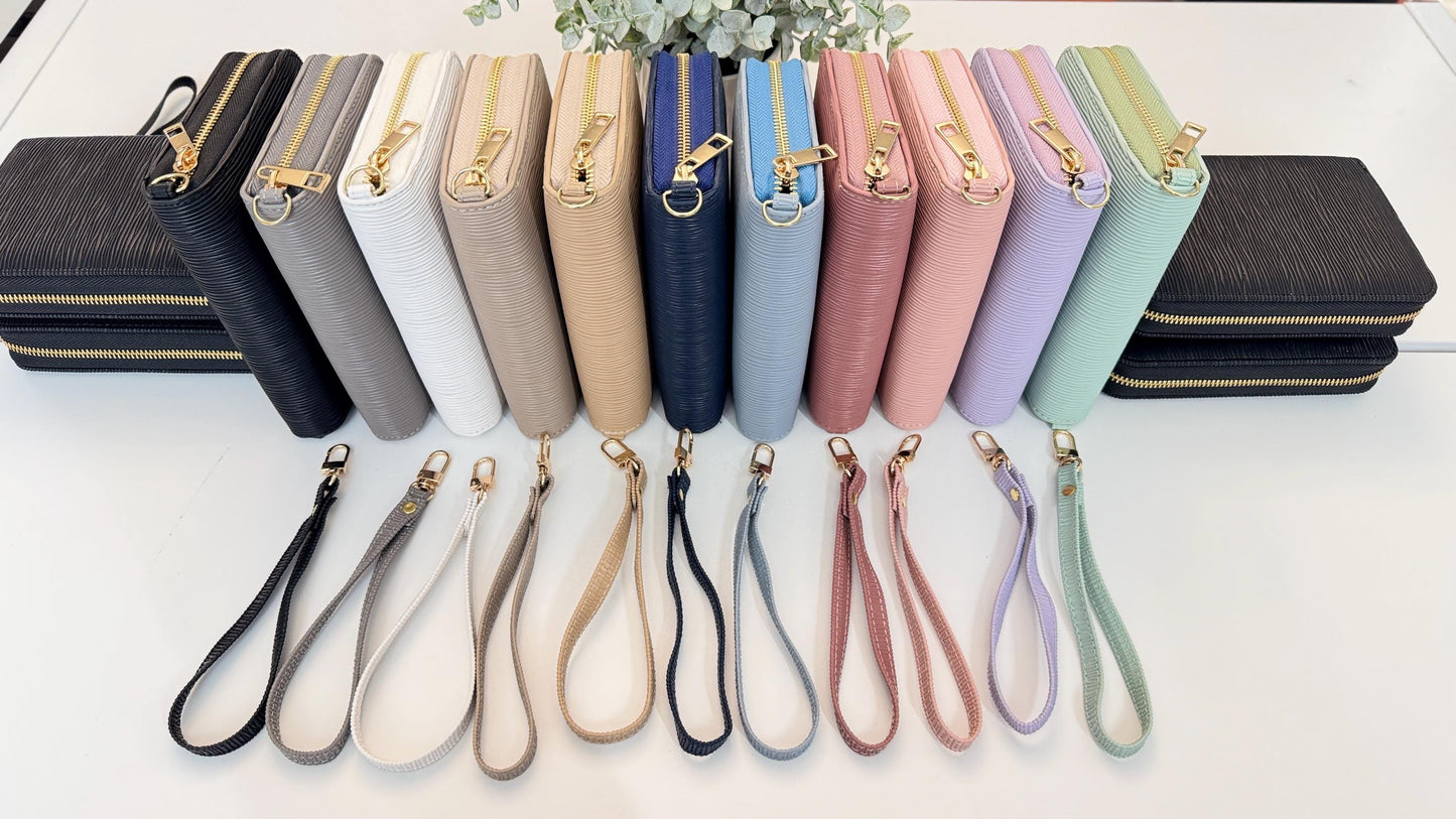 A7 Zippy Leather Budget Wallet: Zipper Closure & Strap