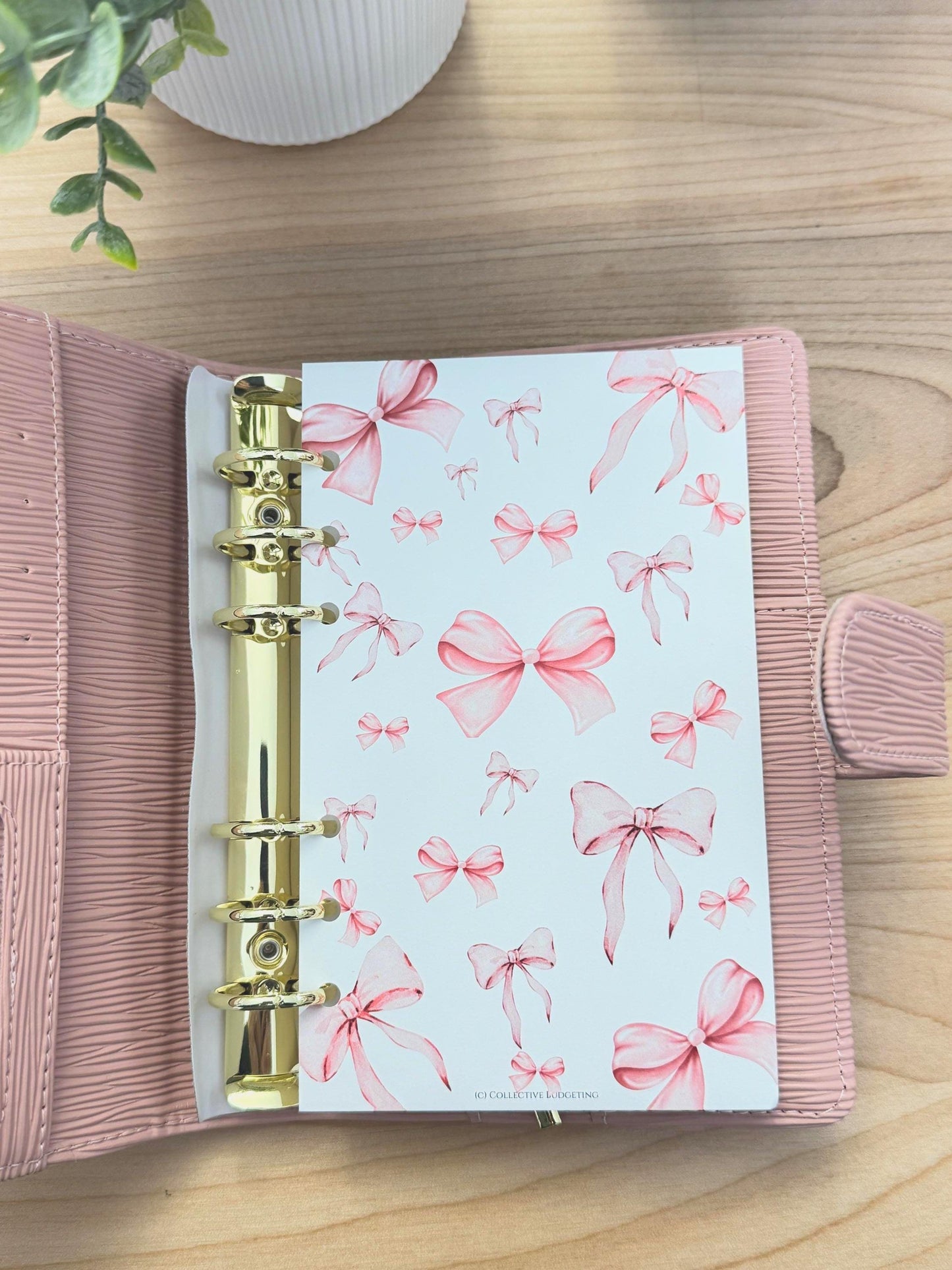 Pink Bow Budget Binder Dashboard: A5 A6 Cash Envelope Insert