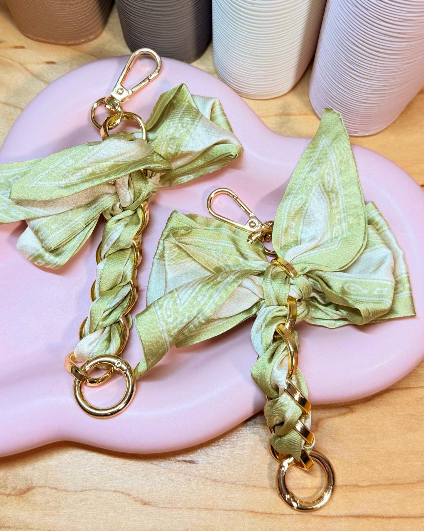 Braided Bow Planner Charms | A5 A6 A7 Budget Binder Accessory | Gold Ring Keychain Charms