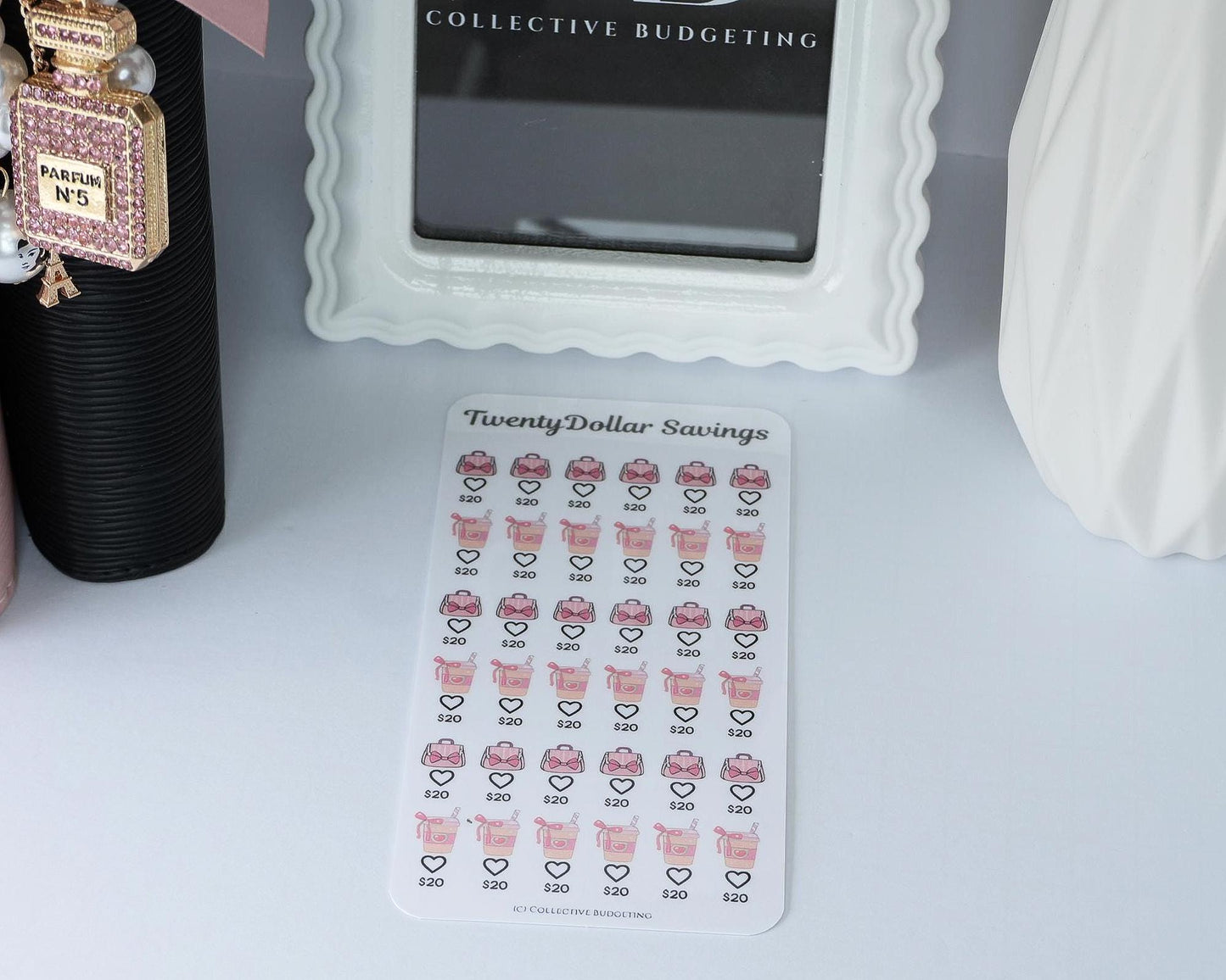 Twenty Dollar Savings Challenge | Purses and Sweet Drinks | Laminated Cash Stuffing Tracker