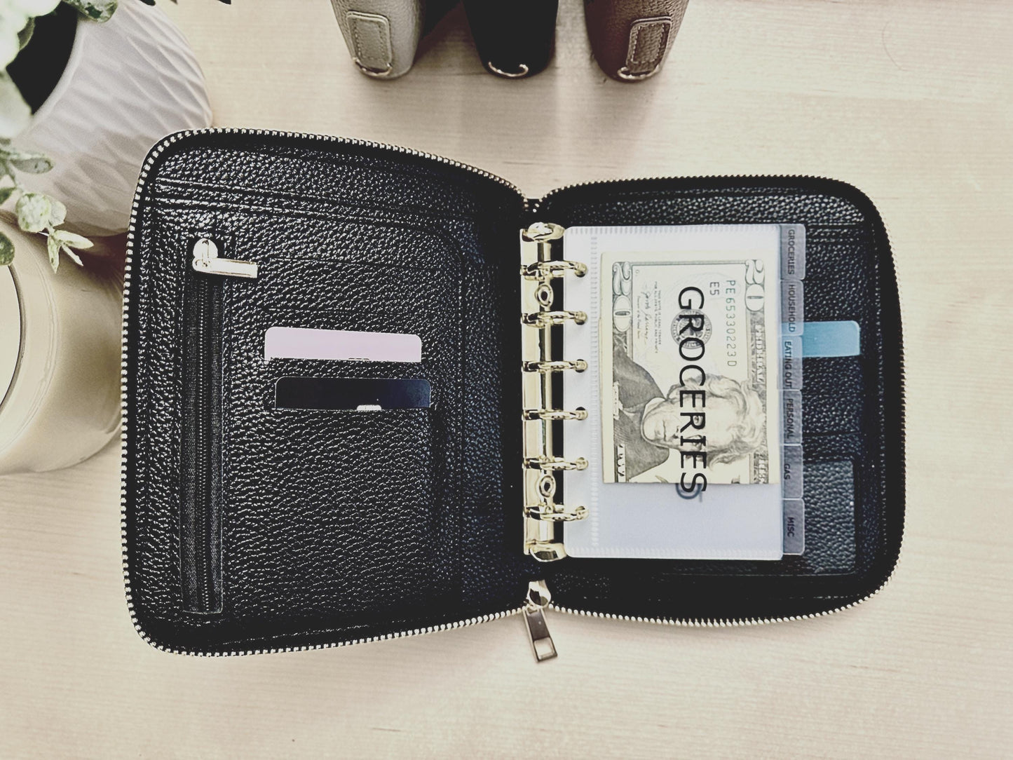 A7 Budget Binder. Wallet. Cash Stuffing Envelope Wallet. Budget Organizer. Litchi. Zipper Close.