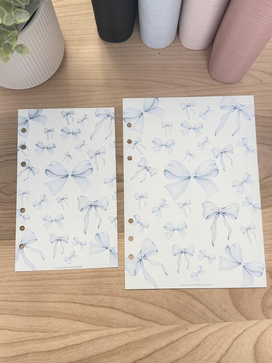 Blue Bow Budget Binder Dashboard: Decorative Cover Insert | A5 A6 Cash Envelope Binder