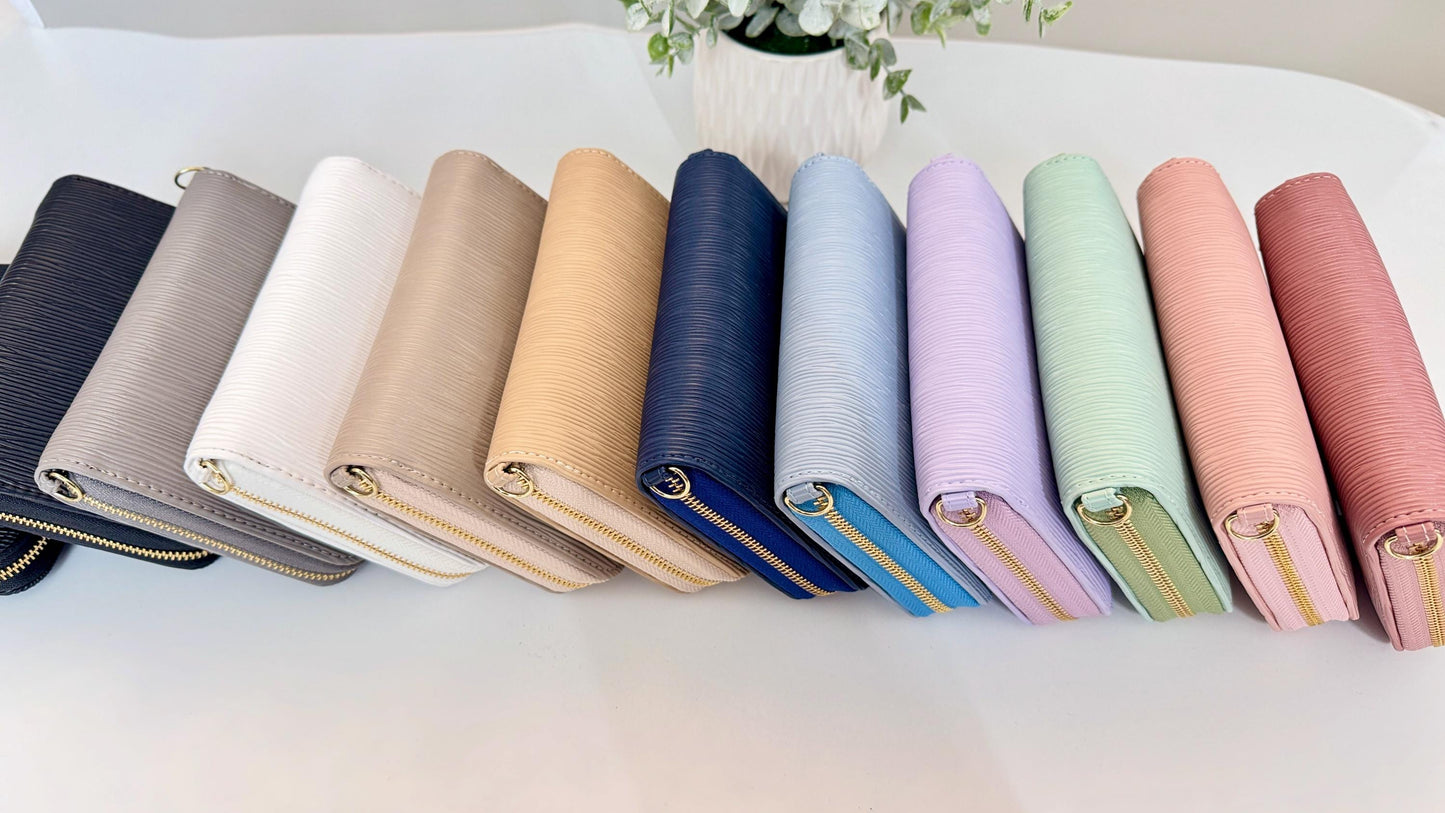 A7 Zippy Faux Leather Budget Wallet: Zipper Closure & Wrist Strap | Cash Stuffing Organizer