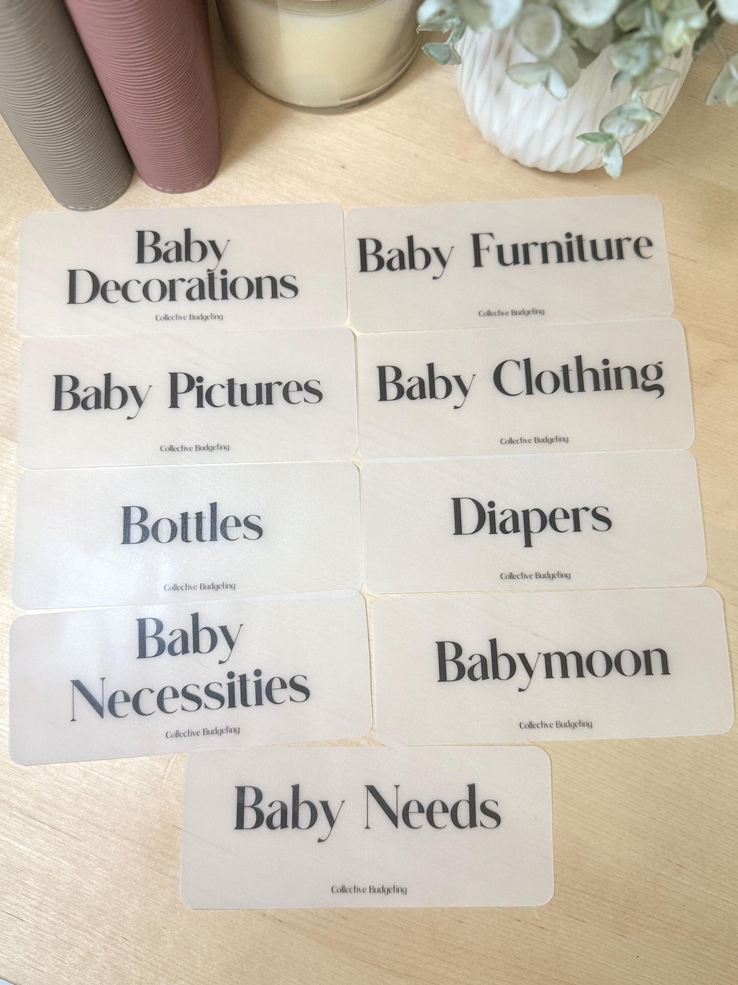 Baby Cash Envelope Inserts: Vellum Budgeting Placeholders