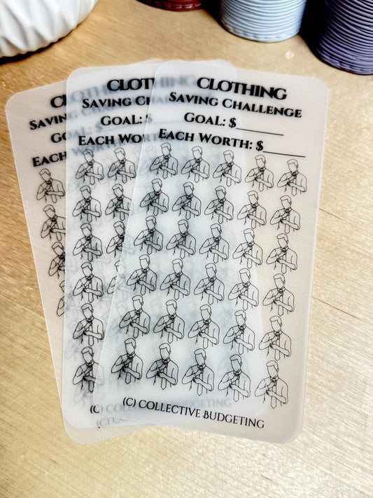Men's Clothing Fund Savings Tracker: Laminated Cash Envelope Insert