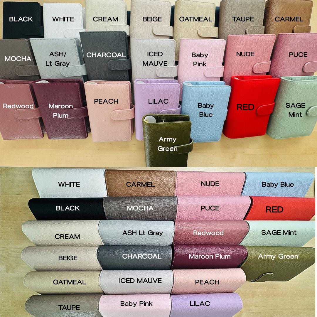 A6 Pebble Vegan Leather Budget Binder: Gold Rings, Zipper Pocket & Magnetic Closure