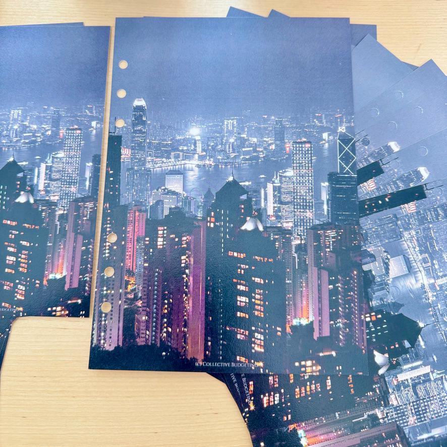 City Lights Budget Binder Dashboard: Decorative Cover Insert | A5 A6 Cash Stuffing