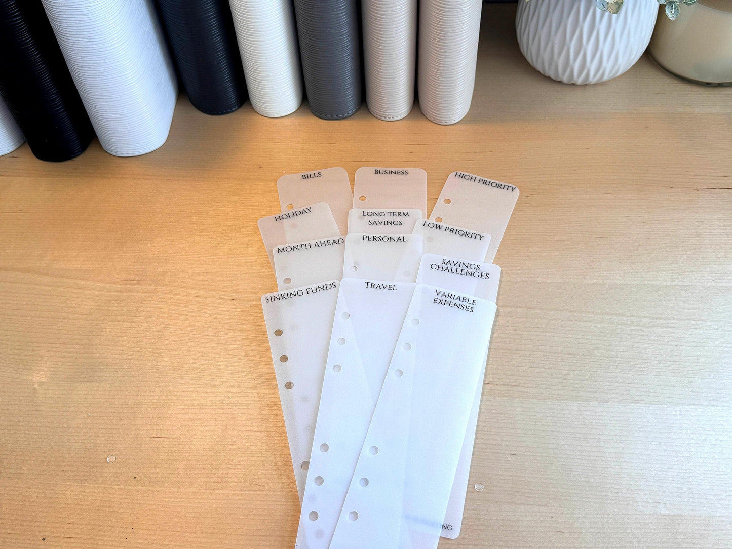 A6 Budget Binder Bookmark: Laminated Vellum Peekaboo Tab, Planner Accessory