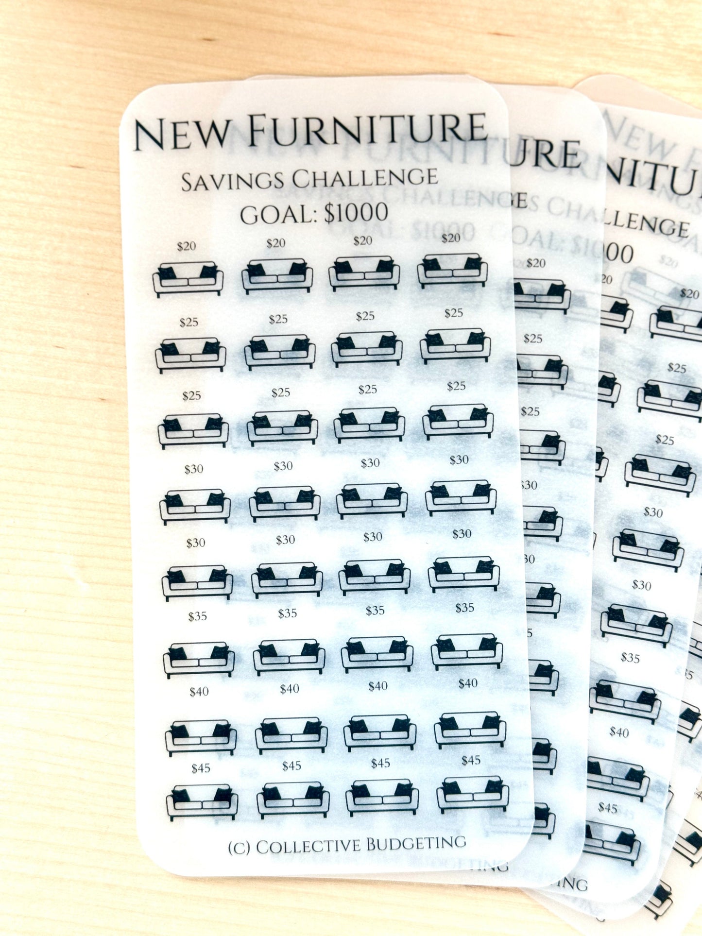 Furniture & Home Decor Savings Challenge Tracker: Laminated Vellum