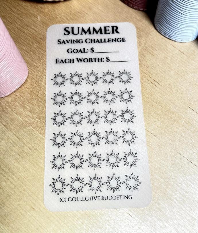 Seasonal Savings Challenge Tracker: Spring, Summer, Fall & Winter | Laminated Vellum