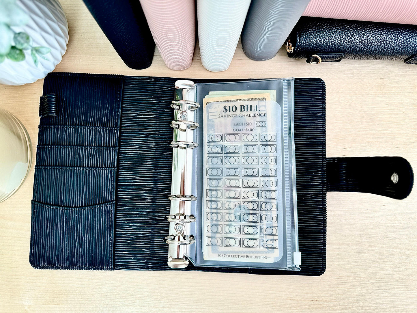 Reusable Savings Challenge Tracker: Laminated Vellum, $1K, $5, $10 & $20 Bill Challenges