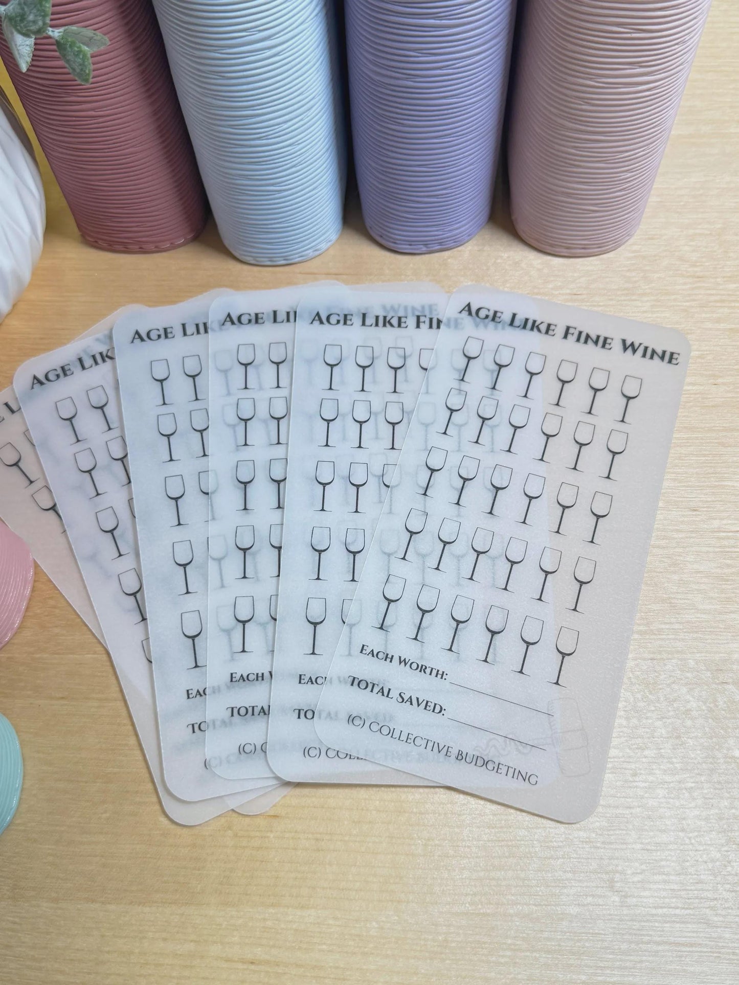 Age Like Fine Wine Savings Challenge Tracker: Save Your Age | Laminated Vellum