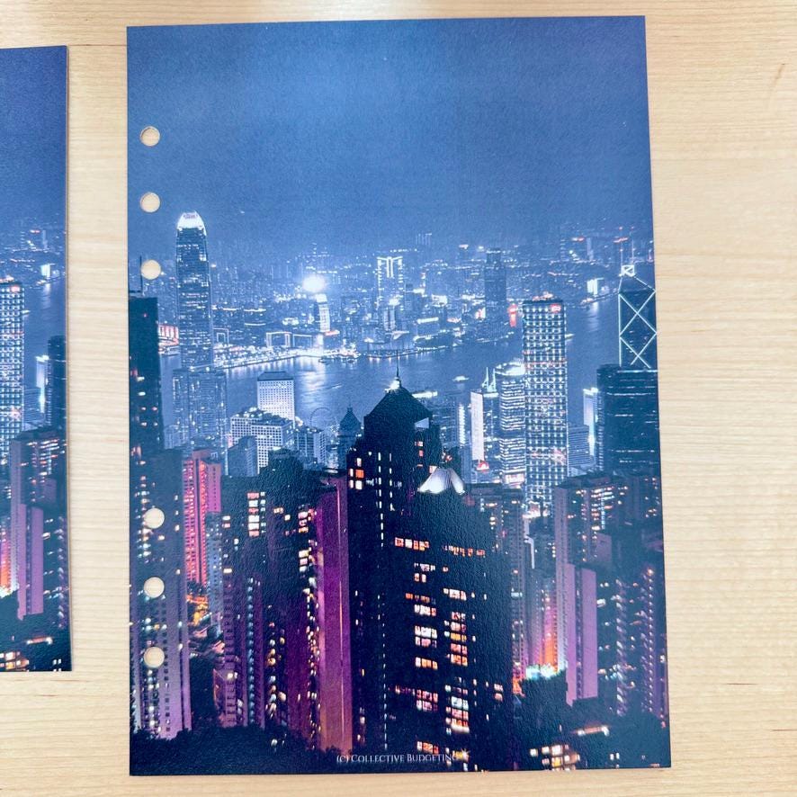 City Lights Budget Binder Dashboard: Decorative Cover Insert | A5 A6 Cash Stuffing