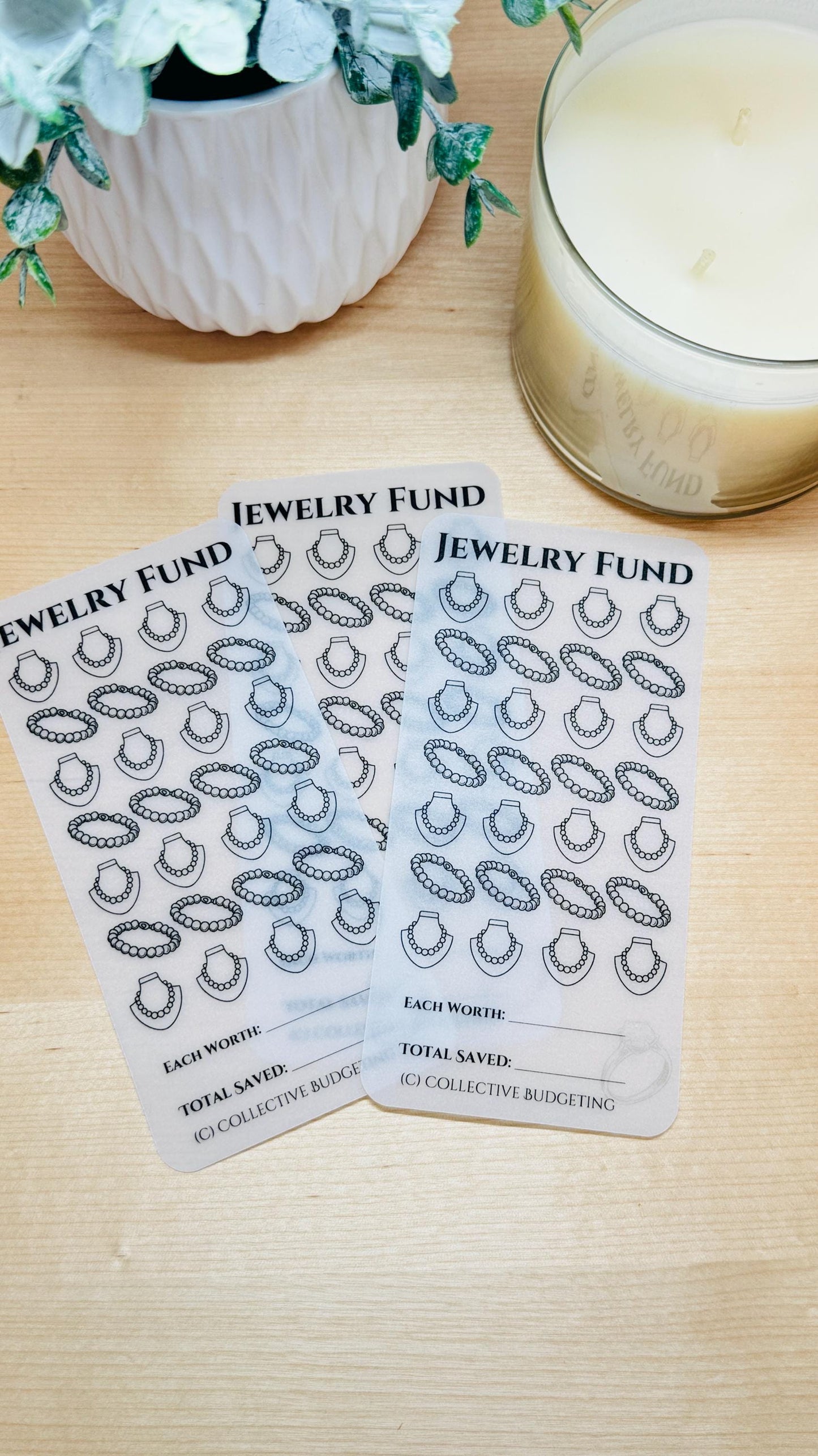 Jewelry Fund Savings Challenge: Laminated Vellum Cash Tracker