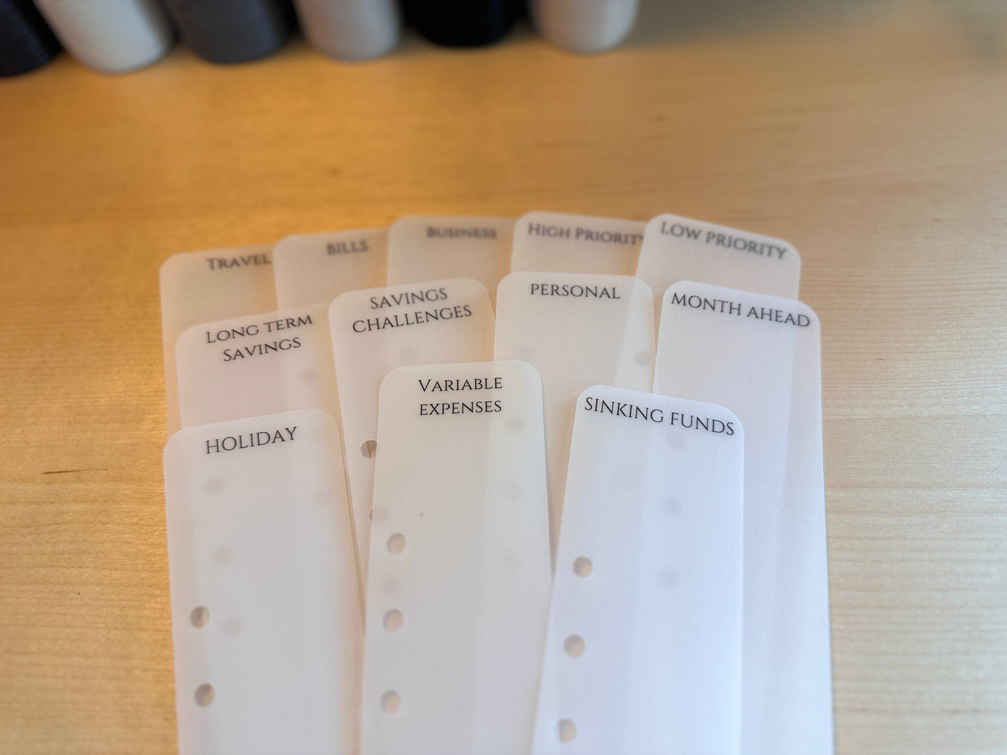 A5 Budget Binder Peekaboo Bookmark: Tabbed Dividers Laminated Vellum