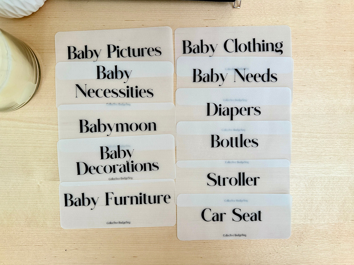 Baby Cash Envelope Placeholders: Laminated Vellum for New Baby Budgeting