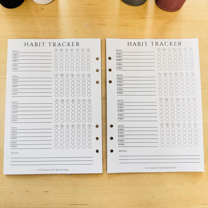 A5 Habit Tracker Insert: Budget Planner for Cash Stuffing Binders