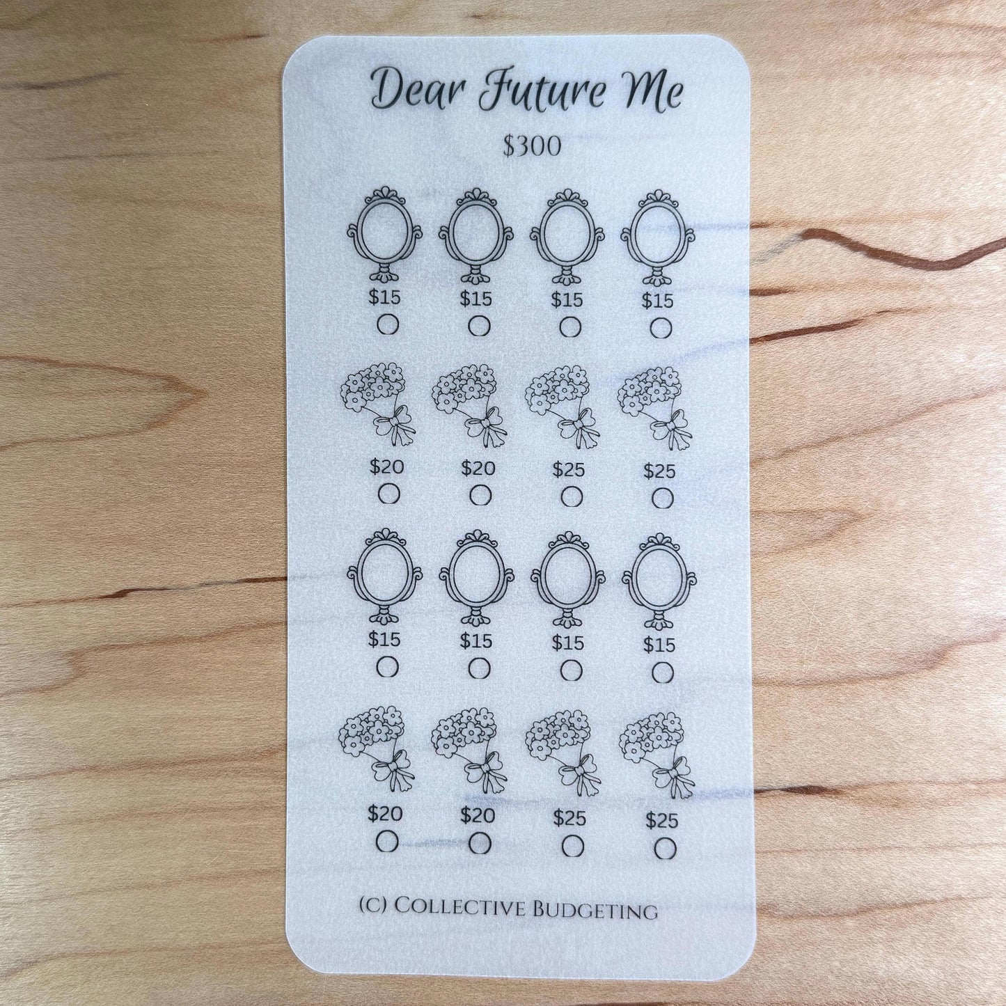 Dear Future Me Savings Challenge | Self-Care Savings Card | Cash Stuffing Tracker | Budget Binder Insert |