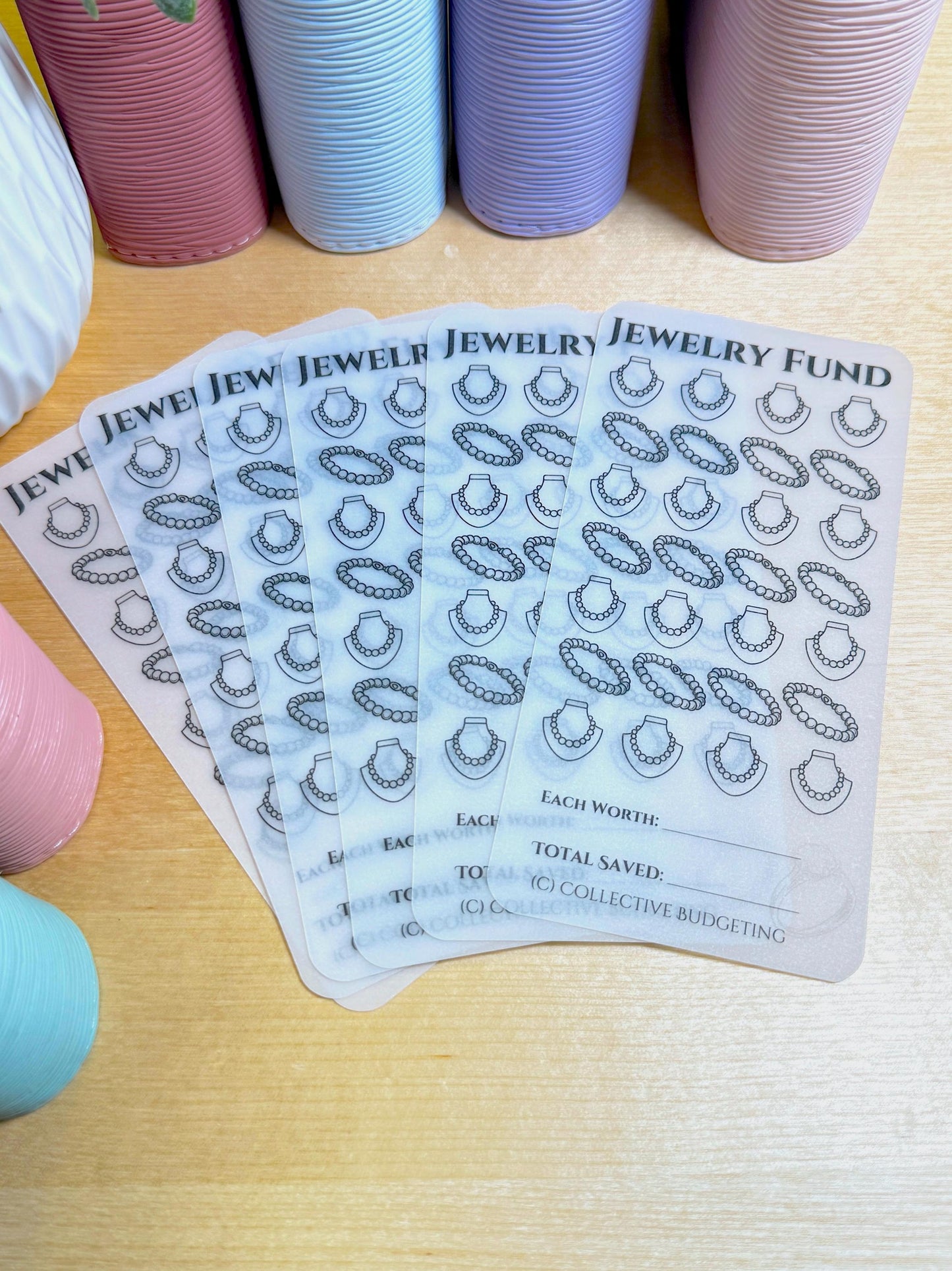 Jewelry Fund Savings Challenge: Laminated Vellum Cash Tracker