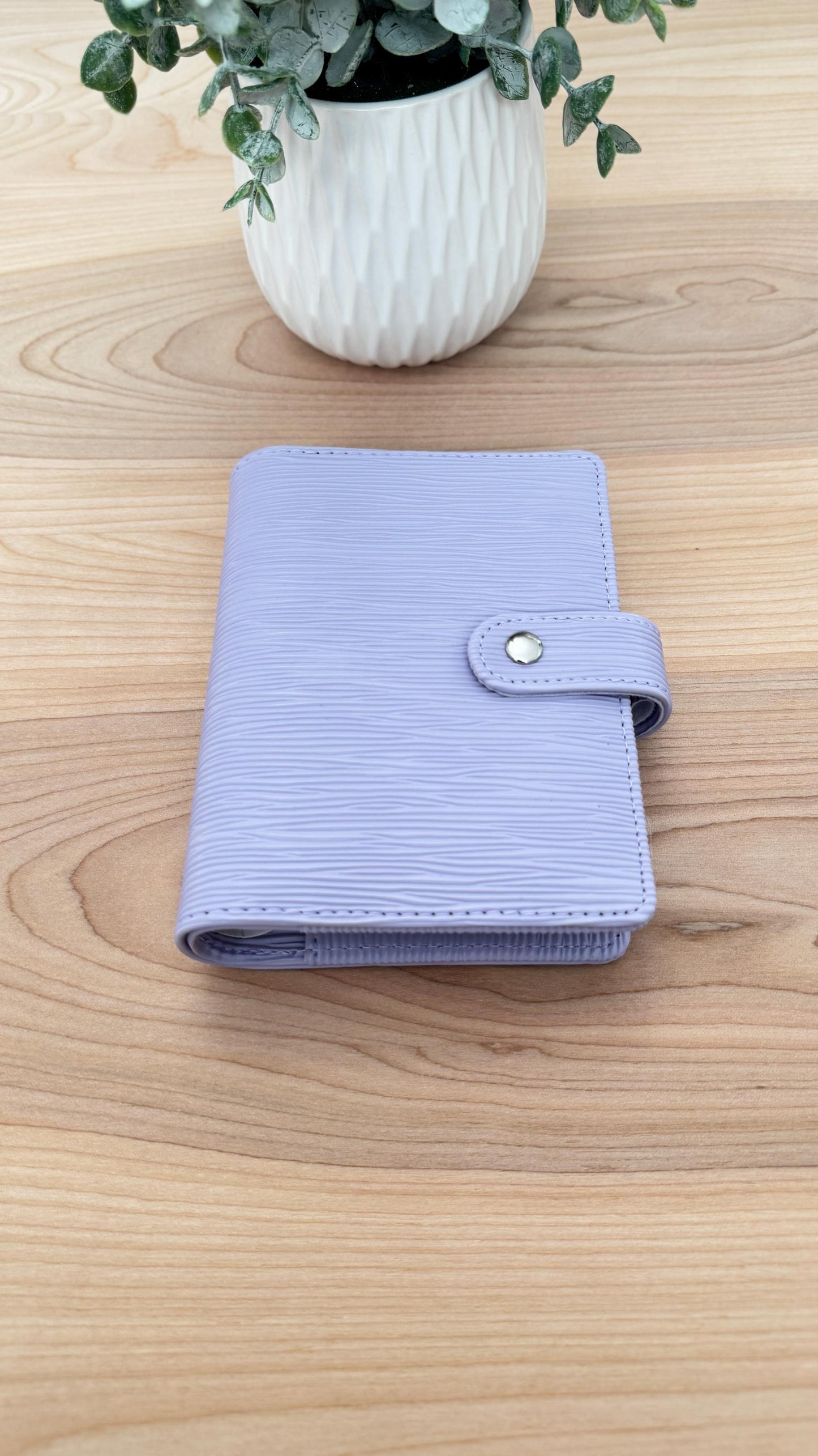 Saffiano A7 Budget Binder Wallet: Buckle Closure, Cash Envelope Organizer