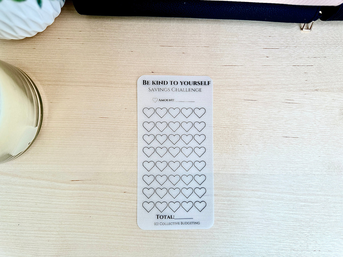 Be Kind to Yourself Savings Challenge: Laminated Vellum A6 Cash Tracker