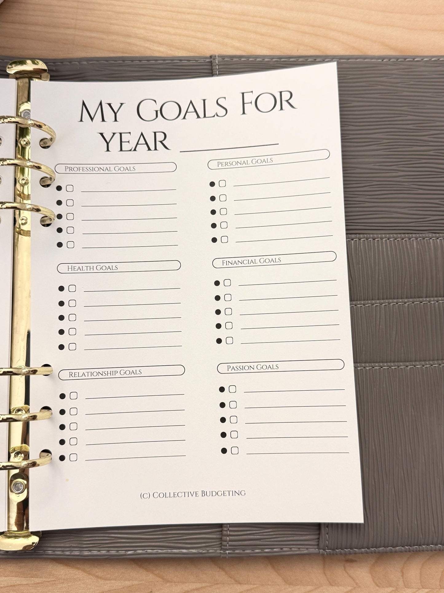 A5 Yearly Goals Planning Insert | Tracker | Cash Stuffing Budget Binder Tool