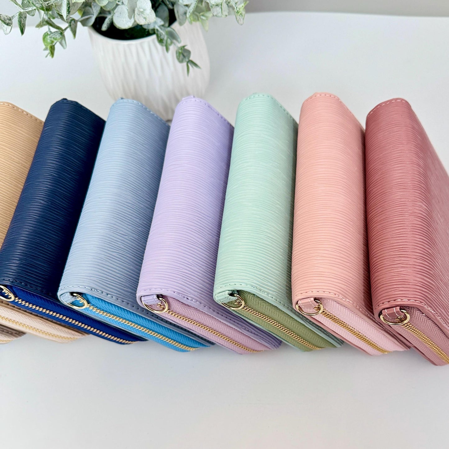 A7 Zippy Faux Leather Budget Wallet: Zipper Closure & Wrist Strap | Cash Stuffing Organizer