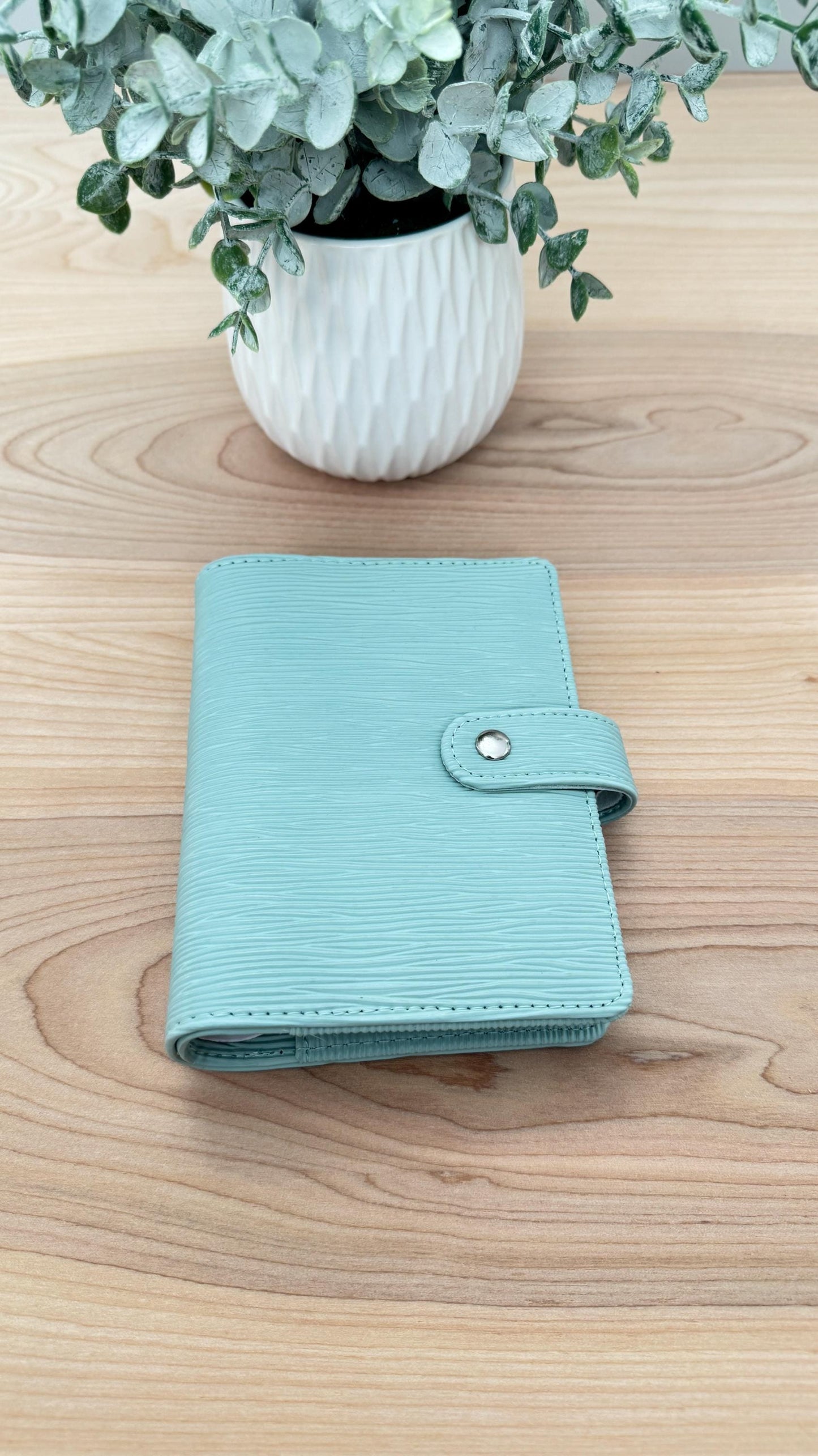 Saffiano A7 Budget Binder Wallet: Buckle Closure, Cash Envelope Organizer