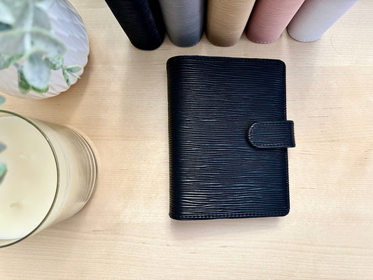 A7 Saffiano Budget Binder Wallet: Buckle Closure, Cash Envelope Organizer