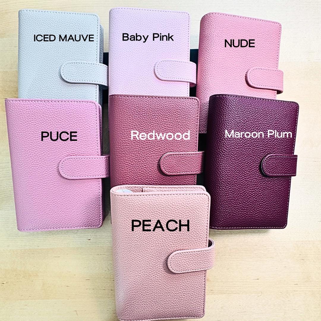 A6 Pebble Vegan Leather Budget Binder: Gold Rings, Zipper Pocket & Magnetic Closure