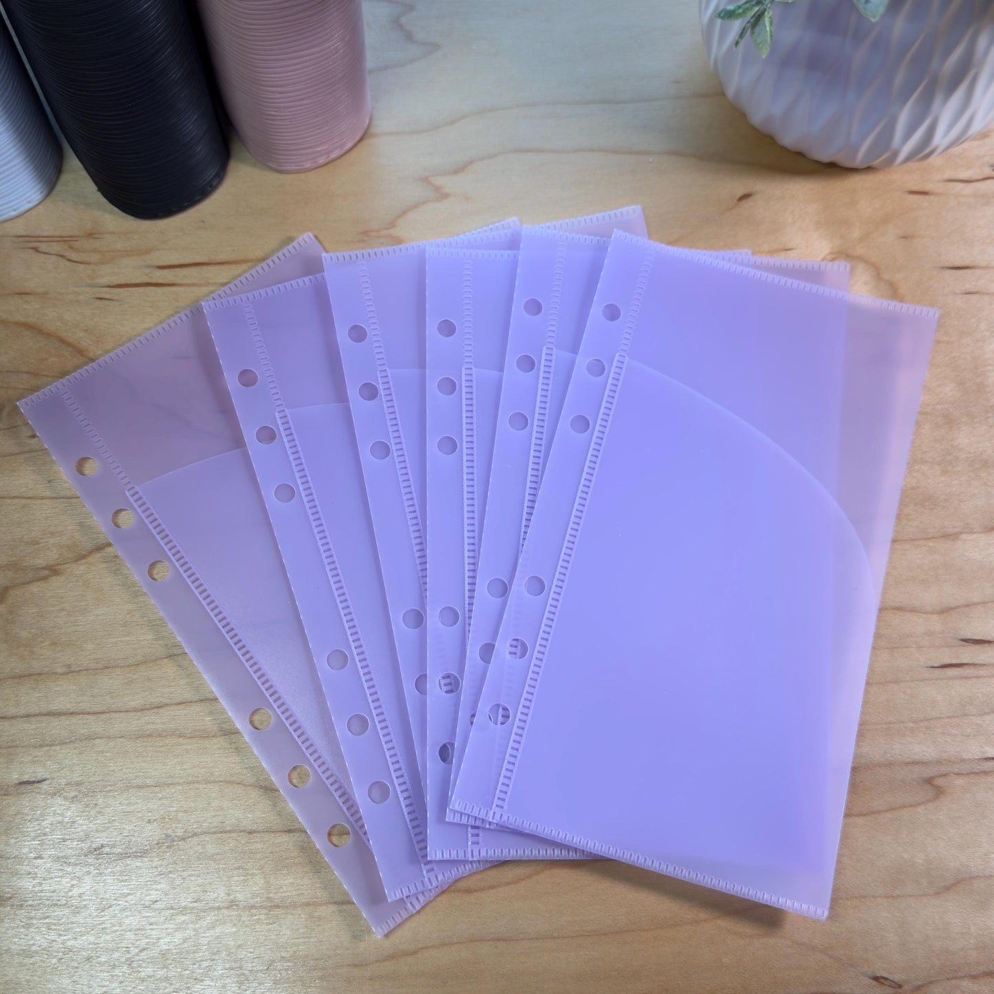 A6 Curved Pocket Envelopes | 2-Pocket Binder Inserts | Set of 6 | Reinforced | 5 Colors |