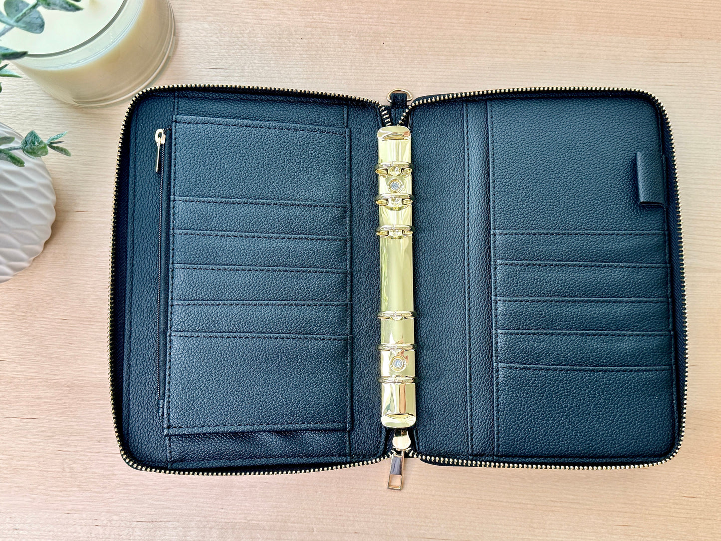 A6 Lizard Print Budget Binder Wallet: Zippered Cash Envelope Organizer