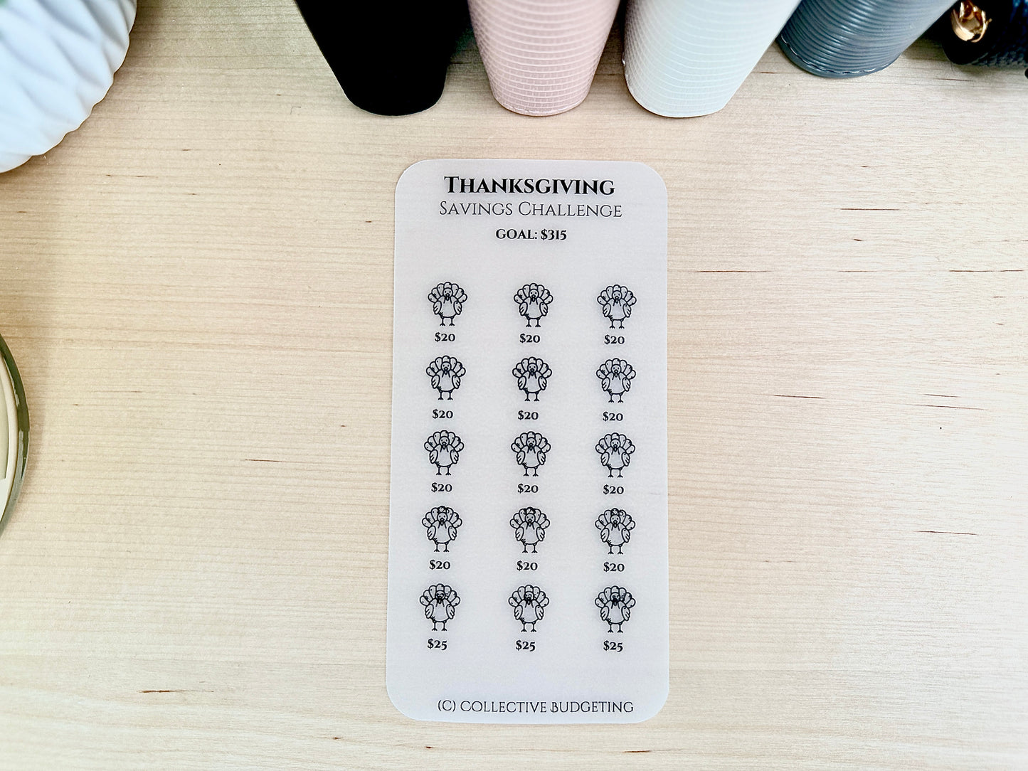 Thanksgiving Savings Challenge Tracker: Meals, Travel & Hosting | Laminated Vellum