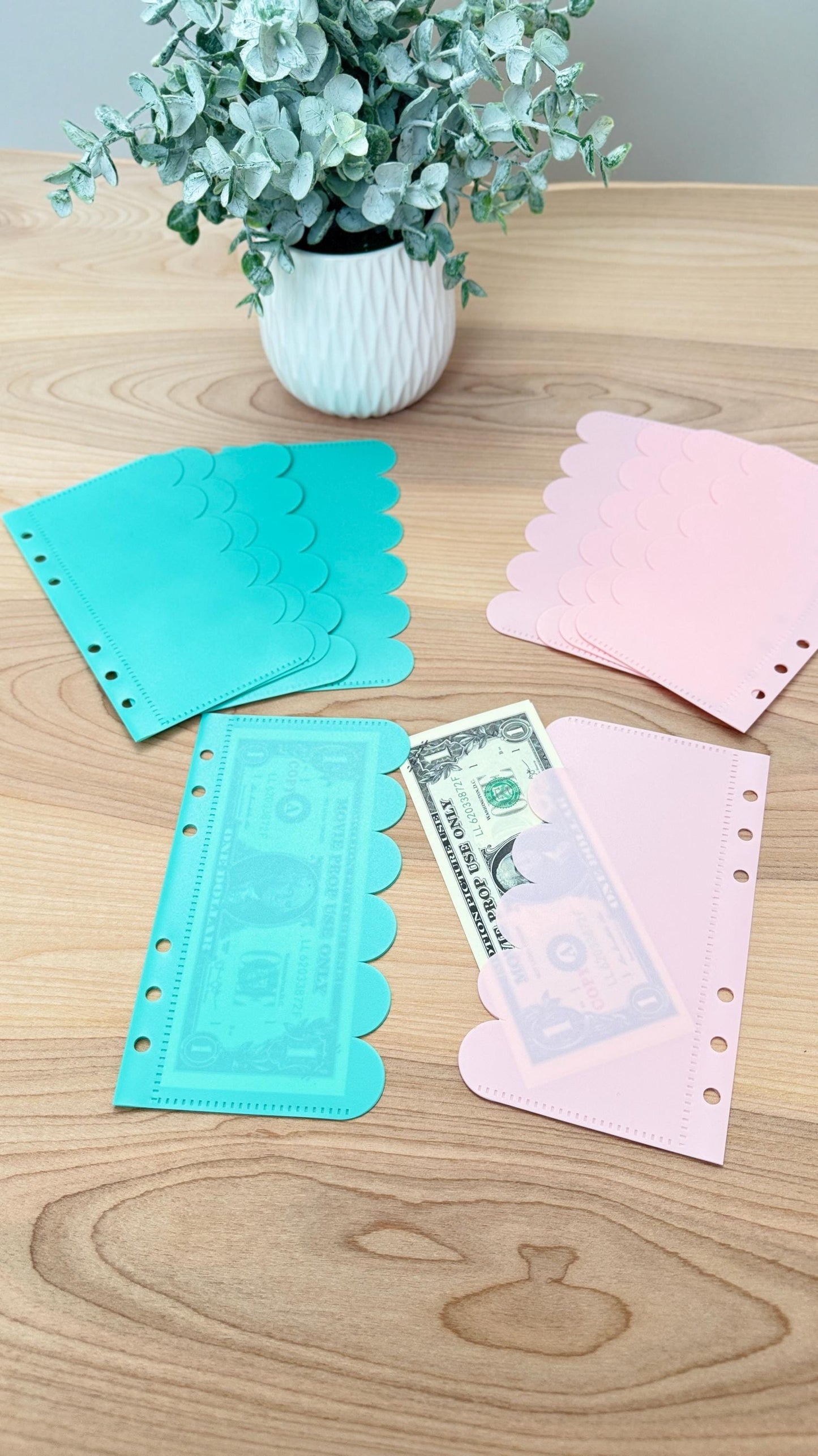 A6 Vellum Cash Envelopes: Scalloped Pastel Budget Binder Inserts