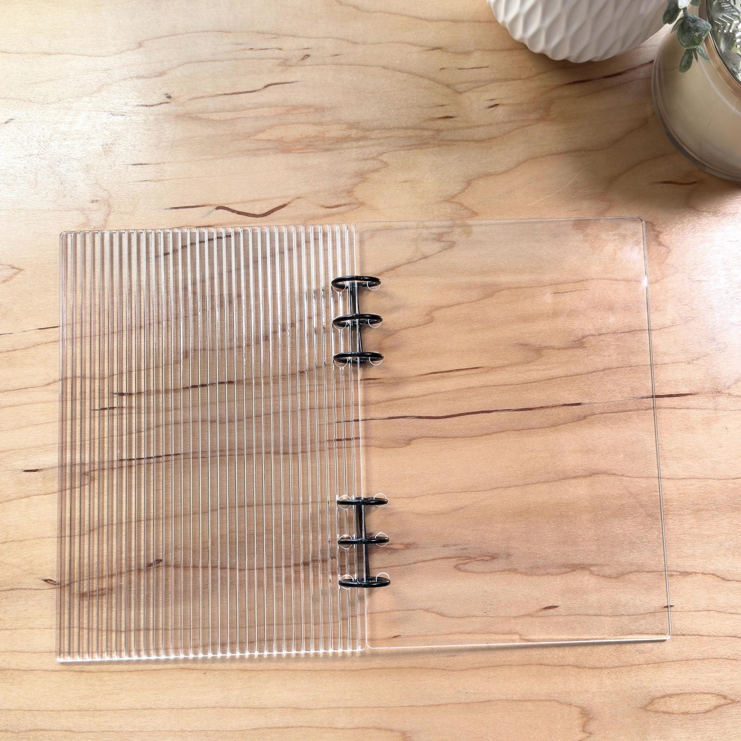 Fluted Acrylic Budget Binder Dashboard: Ribbed Texture | A5 A6 | Gold & Black Ring Sets