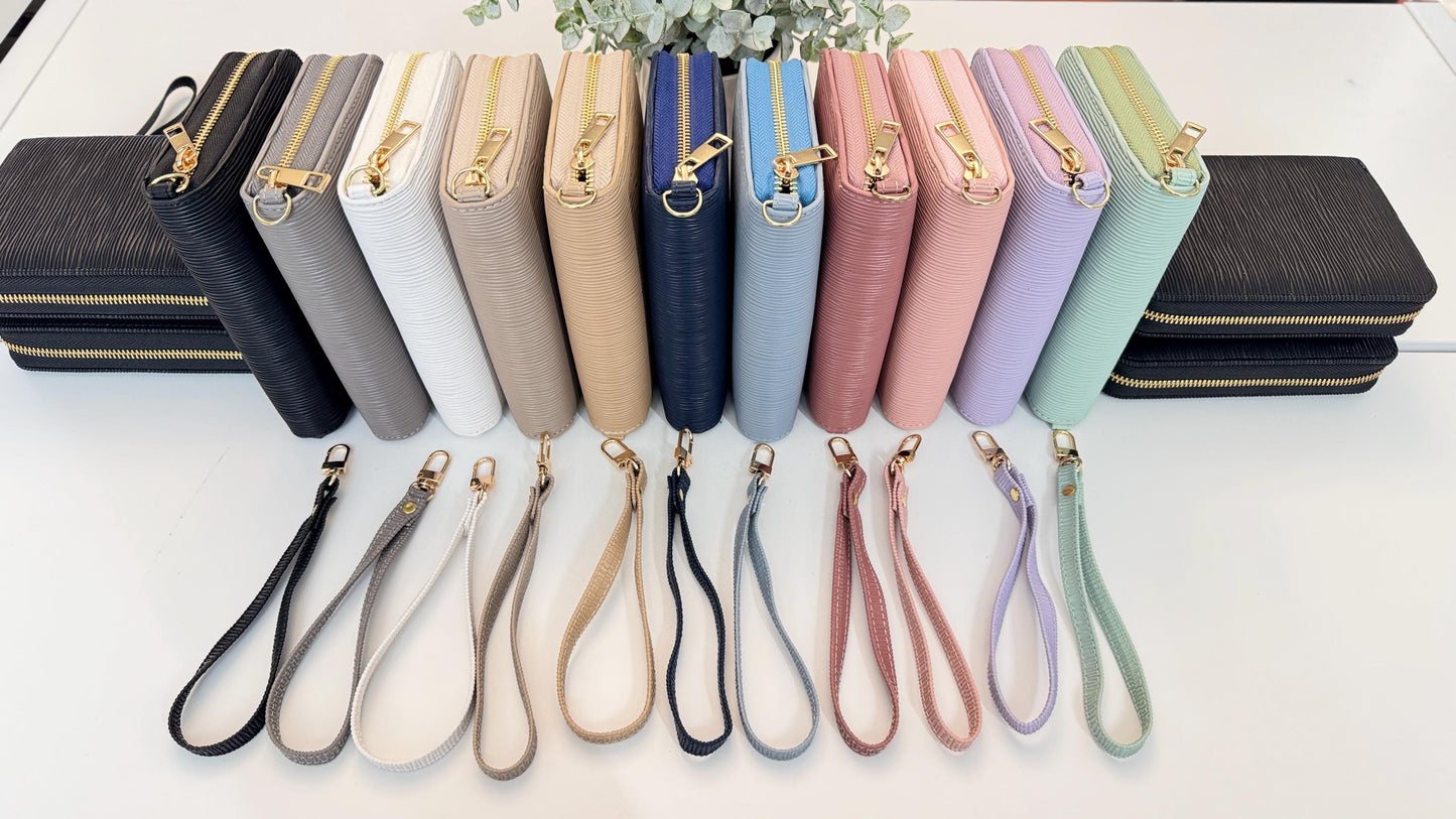 A7 Zippy Faux Leather Budget Wallet: Zipper Closure & Wrist Strap | Cash Stuffing Organizer